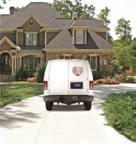 A Reinhardt Heating and Air service van on location in York, SC